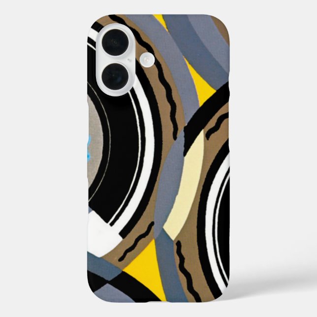 Funda iPhone 16 Formas geométricas de jazz de pochoir de arte vint (Reverso )