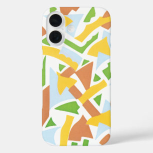 Funda iPhone 16 Formas geométricas de jazz de pochoir de arte vint