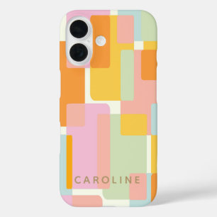 Funda iPhone 16 Formas geométricas pasteles modernas personalizada