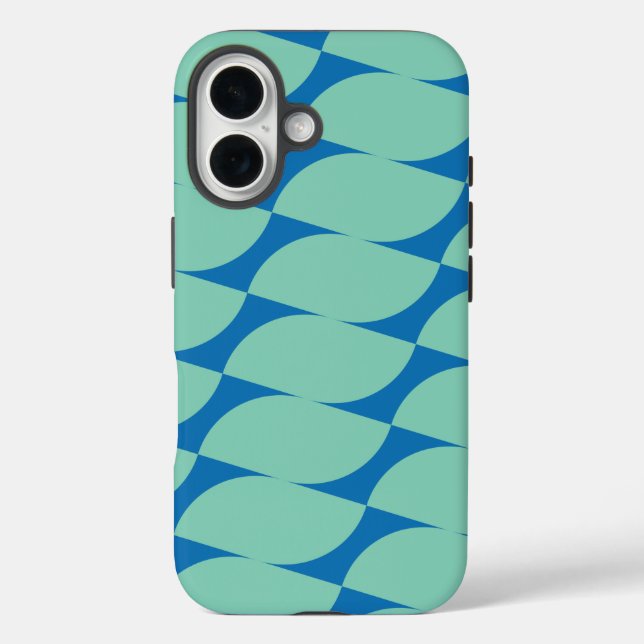 Funda iPhone 16 Formas geométricas simples en Aqua y Blue (Reverso )