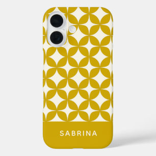 Funda iPhone 16 Formas modernas de mediados de siglo Formas amaril