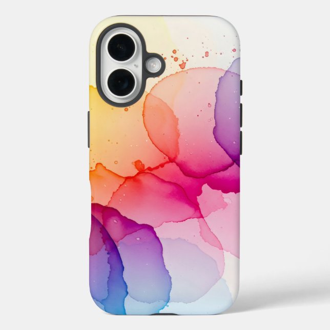 Funda iPhone 16 Formas onduladas con textura acuarela (Reverso )