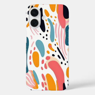 Funda iPhone 16 Formas orgánicas abstractas coloridas patrón boho