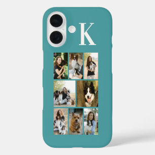 Funda iPhone 16 Foto de 8 mascotas moderno turquesa