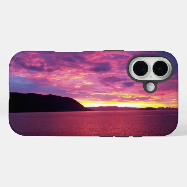 Funda iPhone 16 Foto de amanecer rosa en el mar (Reverso (Horizontal))