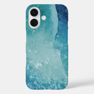 Funda iPhone 16 Foto de arte de resumen de hielo turquesa