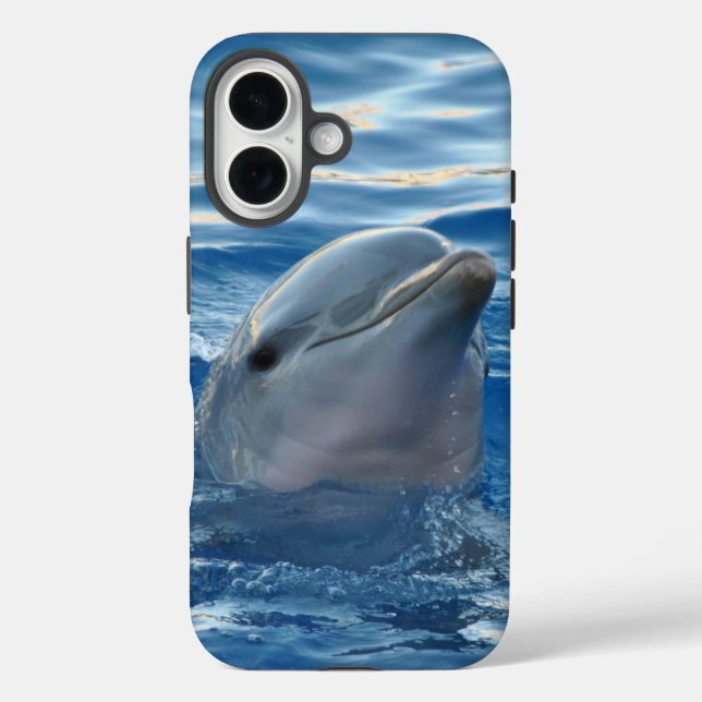 Funda iPhone 16 Foto de delfín en el agua (Reverso )