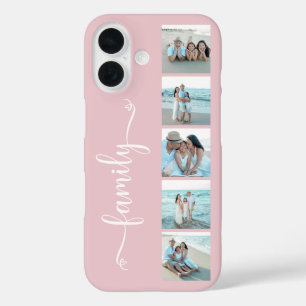 Funda iPhone 16 Foto de Familia con Guión Rosa Rubor