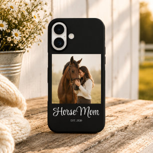 Funda iPhone 16 Foto de guion establecido de mamá de caballo negro