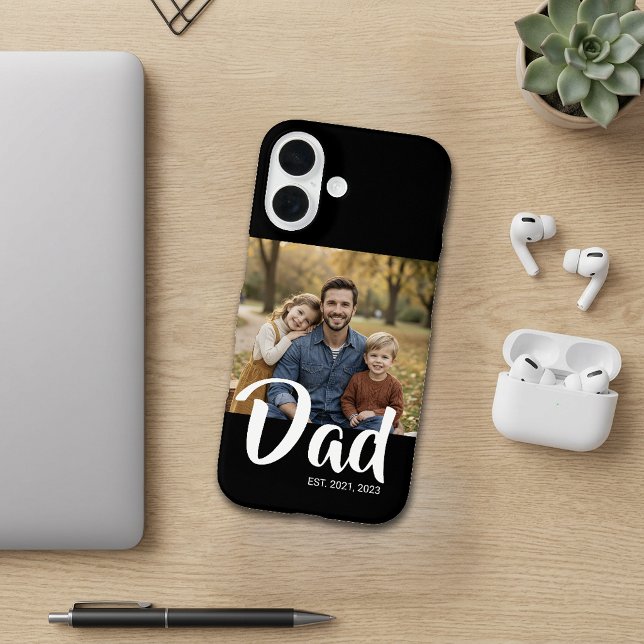 Funda iPhone 16 Foto de guión establecido de papá negro (Black Dad Established Script Photo iPhone 16 Case)