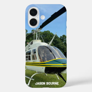 Funda iPhone 16 Foto de Helicóptero con Monograma, Aviación Fresca