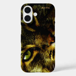 Funda iPhone 16 Foto de ojos hipnotizantes de gato