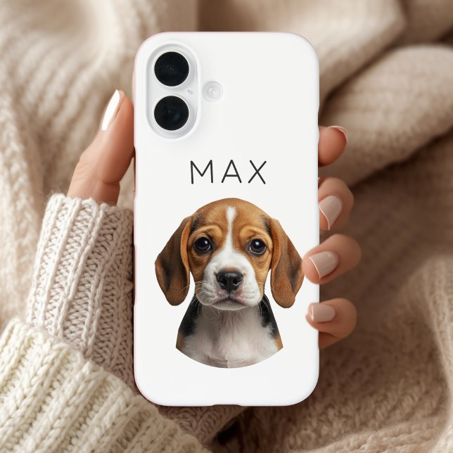 Funda iPhone 16 Foto de perro personalizada y nombre (Subido por el creador)