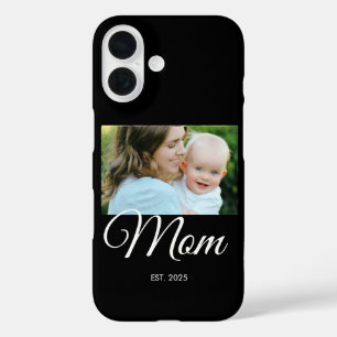Funda iPhone 16 Foto en negro de guion establecido por mamá