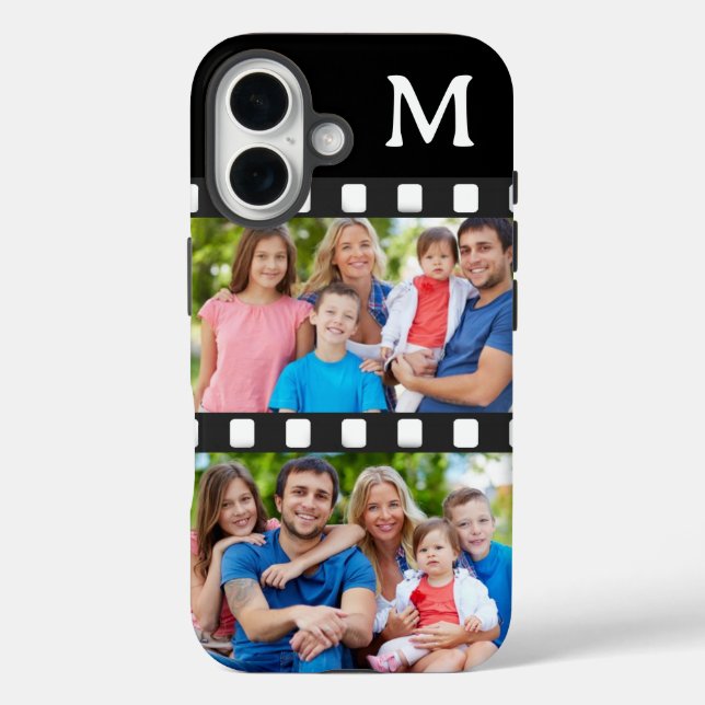 Funda iPhone 16 Foto familiar de personalizado 2 y monogramada (Reverso )