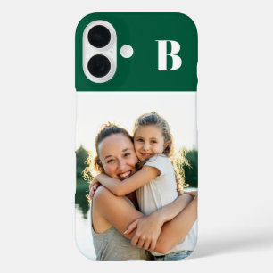 Funda iPhone 16 Foto familiar monogramada Hunter Green