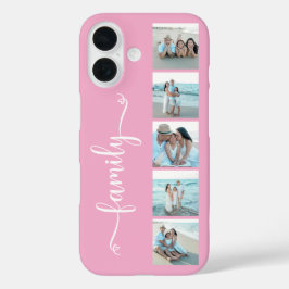 Funda iPhone 16 Foto Familiar Script Rosa