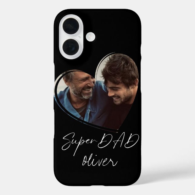 Funda iPhone 16 Foto moderna de moda de Black SuperDAD (Reverso )