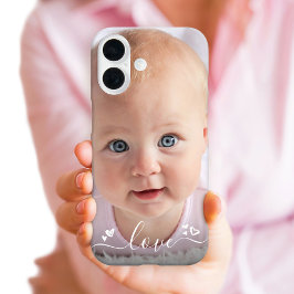 Funda iPhone 16 Foto personalizada DIY Escritura moderna de amor