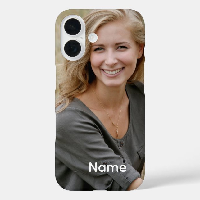Funda iPhone 16 Foto y nombre personalizados. (Reverso )