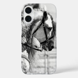 Funda iPhone 16 Fotografía de arte blanco y negro en caballos