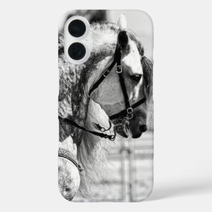 Funda iPhone 16 Fotografía de arte blanco y negro en caballos
