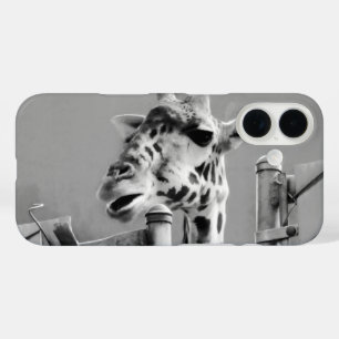 Funda iPhone 16 Fotografía de jirafa - Blanco y negro
