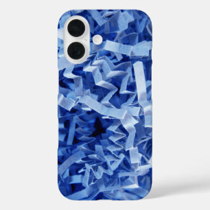 Funda iPhone 16 Fotografía de papel picado arrugado azul abstracto