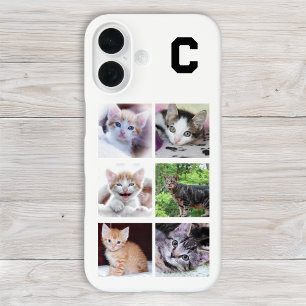 Funda iPhone 16 Fotos de Familia o Mascota con Monograma Collage C