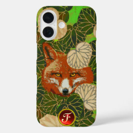 Funda iPhone 16 FOX ROJA ENTRE LAS HOJAS VERDES Y EL Monograma FOL