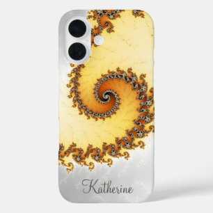 Funda iPhone 16 Fractal de espiral Naranja personalizada