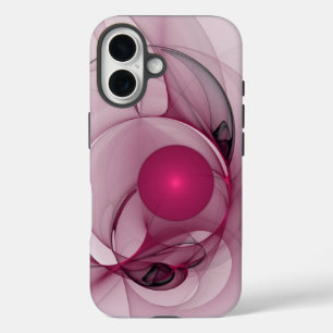 Funda iPhone 16 Fractal oscilante, arte abstracto moderno rosa bay