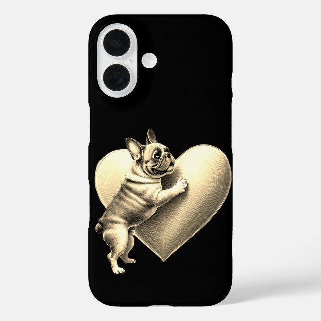 Funda iPhone 16 French Bulldog I love you (Reverso )