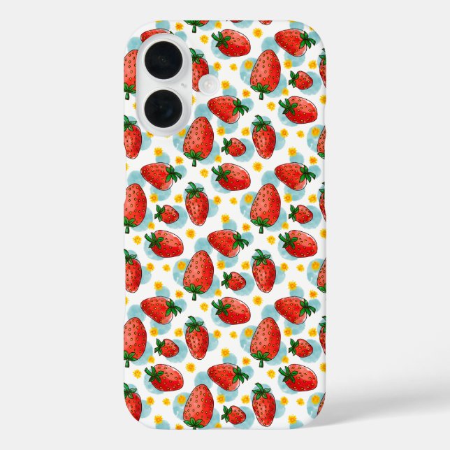 Funda iPhone 16 Fresas y dias (Reverso )
