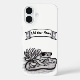 Funda iPhone 16 Froggy with Lotus Flower , Add Your Name