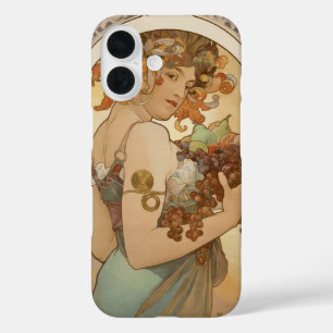 Funda iPhone 16 Frutas de Alphonse Mucha, Arte Antiguo Modernista