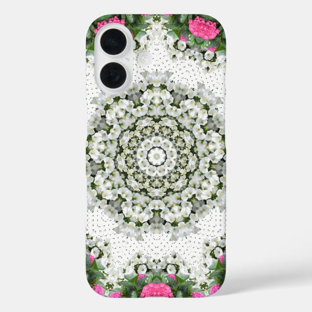 Funda iPhone 16 Fuente del agua del jardín Flores rosas Mandala Di (Reverso )
