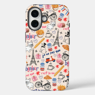 Funda iPhone 16 Fun Frenchie Lover y su doodle de moda