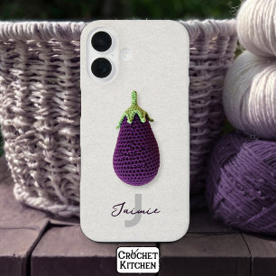 Funda iPhone 16 Fun Purple Modern Crochet Mínimo Cochet Eggplant N