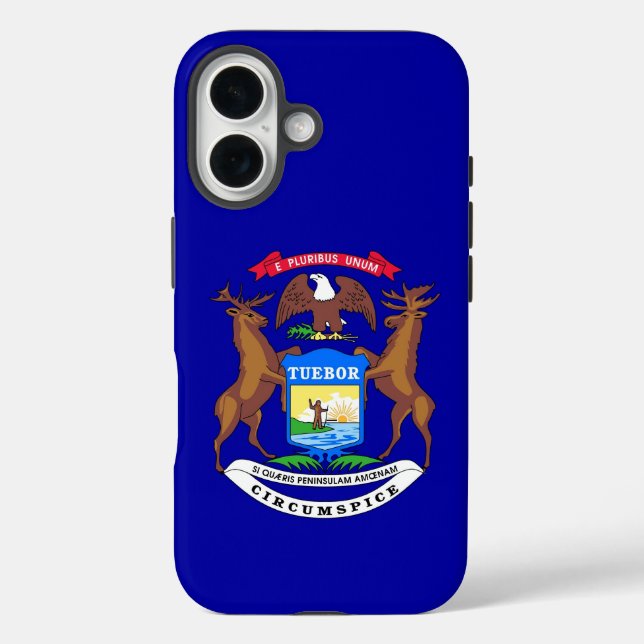 Funda iPhone 16 Funda-Mate Apple iPhone 16 con bandera de Michigan (Reverso )