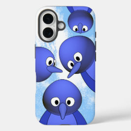 Funda iPhone 16 Funny Blue Birds Personalizado