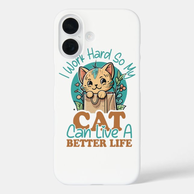 Funda iPhone 16 Funny Cat Lover Quote Cute Kitten Graphic (Reverso )