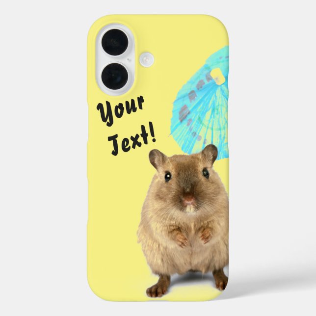 Funda iPhone 16 Funny Cute Gerbil Summer Holiday Yellow (Reverso )