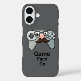 Funda iPhone 16 Funny Game Controller Face Gamer Mustache Personal