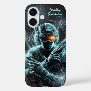 Funda iPhone 16 Futurista jugador de soldados tácticos