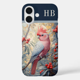 Funda iPhone 16 Galah Cockatoo Parrot Monograma personalizado