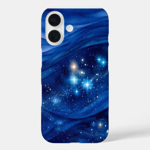 Funda iPhone 16 Galaxia de zafiro de medianoche acuarela