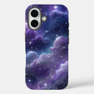 Funda iPhone 16 Galaxia púrpura cósmica con estrellas brillantes -