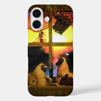 Funda iPhone 16 Gallo y Gallina al Amanecer