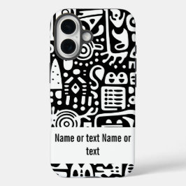 Funda iPhone 16 garabatos en blanco y negro